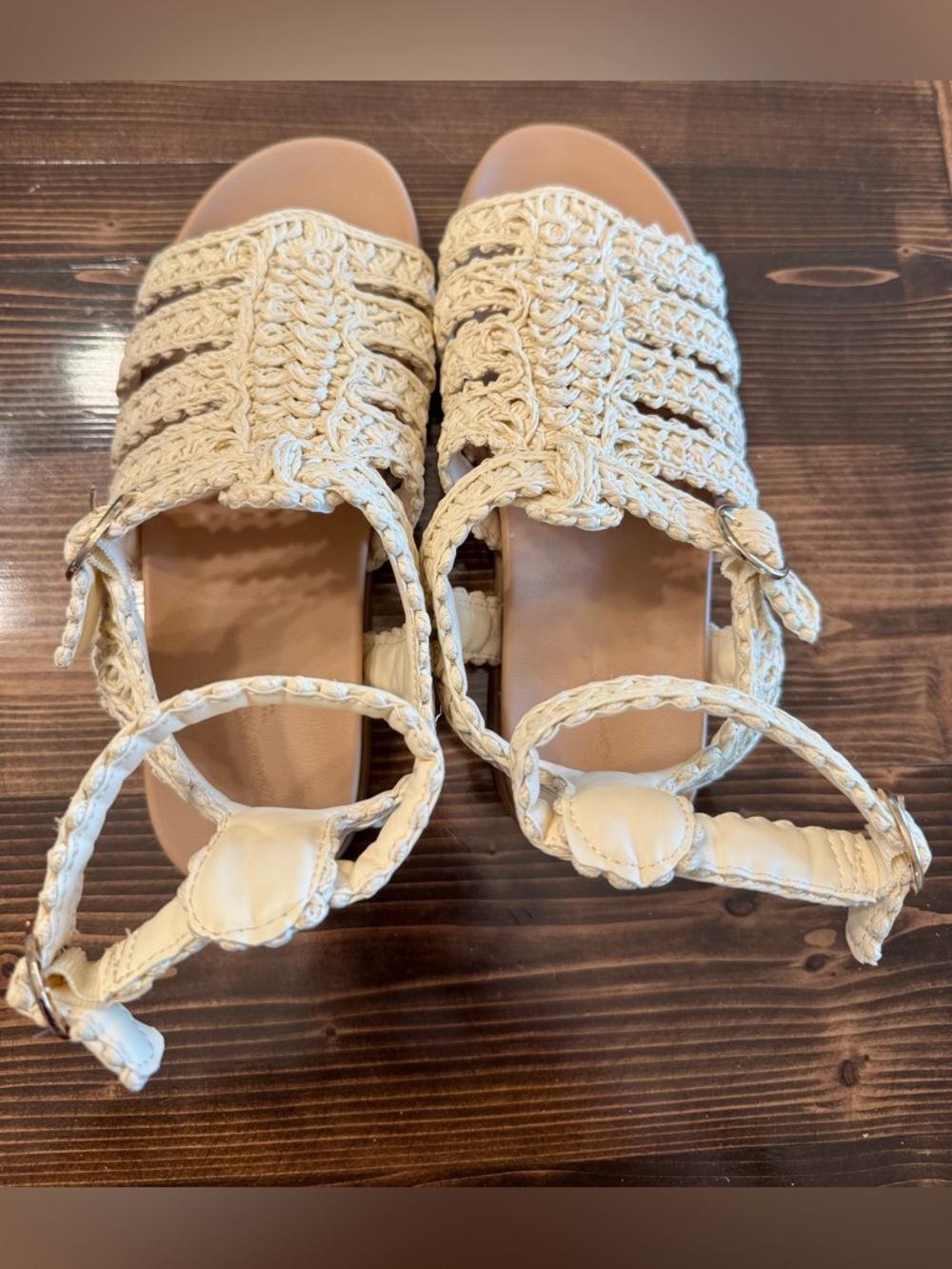 Universal Thread Woven Braided Strappy Sandals — Cream Size 7.5 EUC - Picture 4 of 7